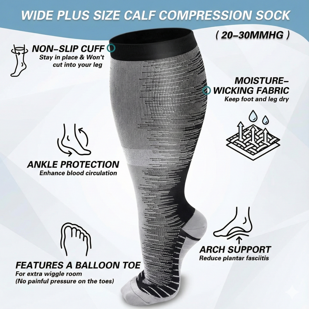 LIVLUS Wide Calf Graduated Compression Socks